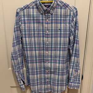 Vineyard Vines Blue and Pink Checkered Shirt